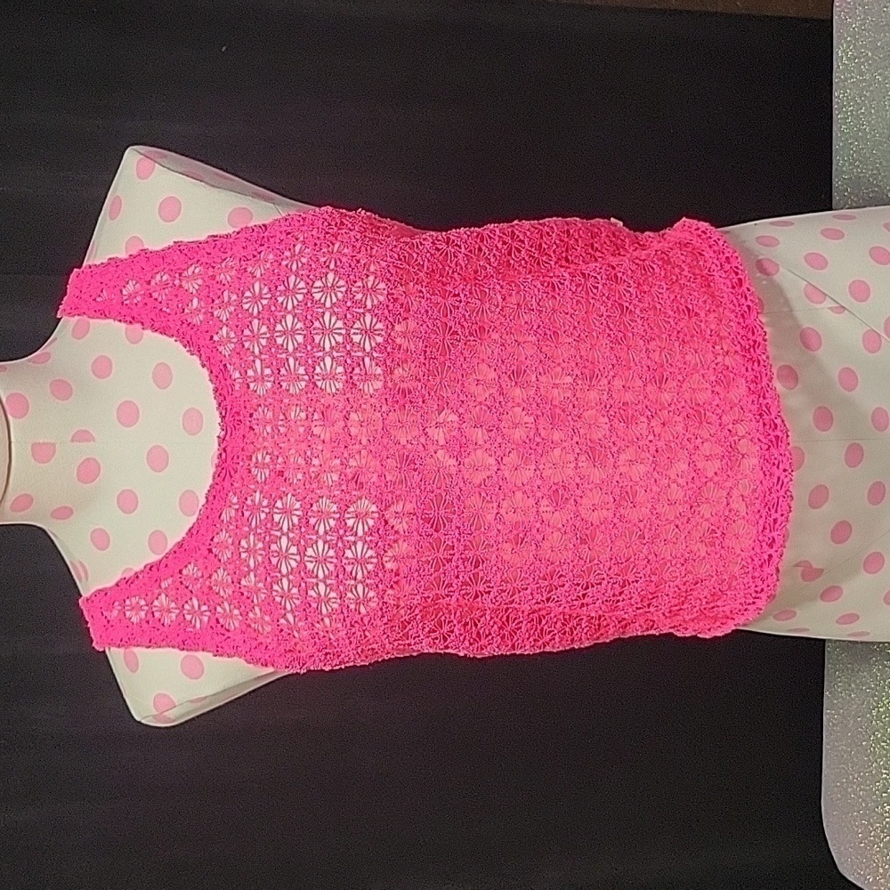 Victoria Secret Pink Knit Crochet Crop Top Sz:XS